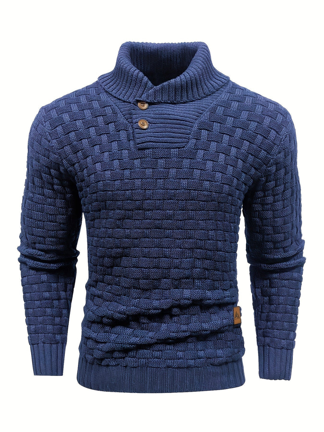 Bequemer Herren Winterpullover mit feiner Waffelstruktur und modischem Schalkragen.