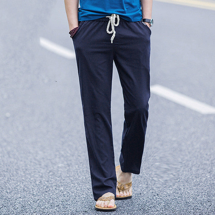 Herren Leinenstil Freizeithose, locker & bequem, ideal für warme Sommertage.