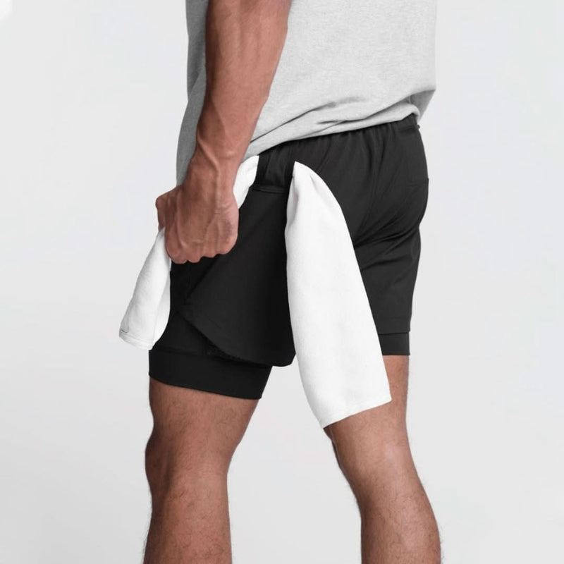 Herren Activewear 2-in-1 Trainingsshorts, atmungsaktiv, ideal für Fitness, Sport & Outdoor-Aktivitäten.
