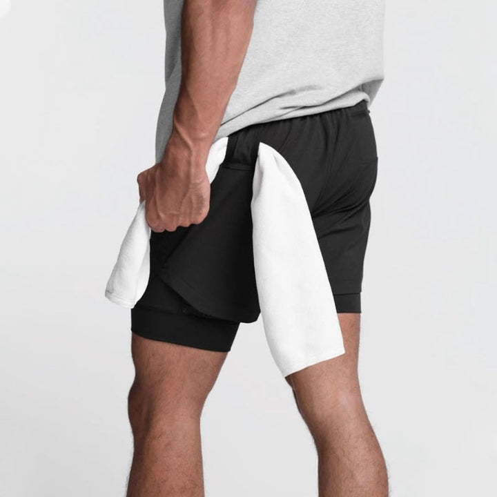 Herren Activewear 2-in-1 Trainingsshorts, atmungsaktiv, ideal für Fitness, Sport & Outdoor-Aktivitäten.