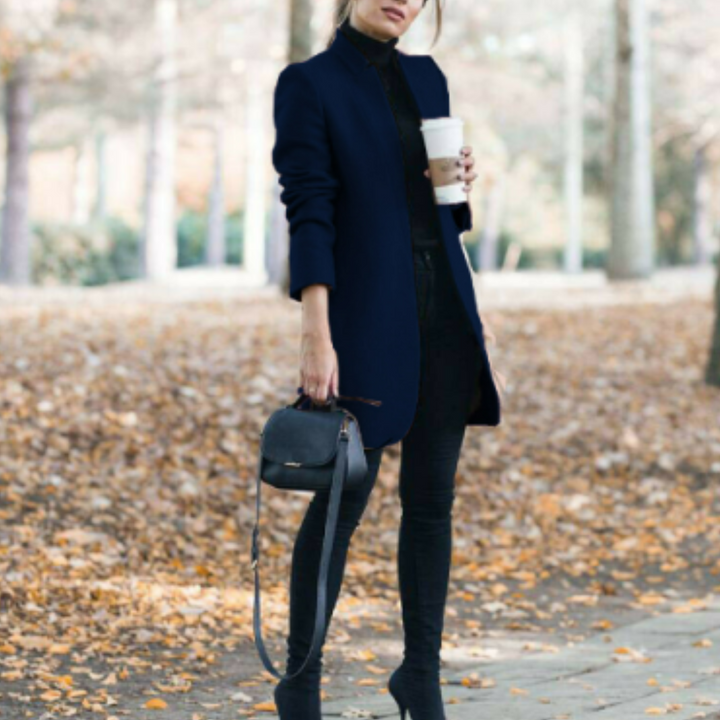Warmer Damen Stehkragen Mantel für Business & Casual. Zeitloses Design bietet Komfort an kalten Tagen.
