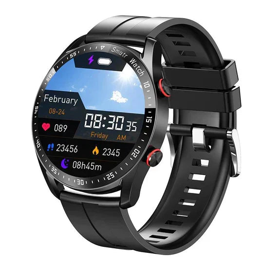 Smartwatch mit anpassbaren Zifferblättern und Benachrichtigungsfunktion.