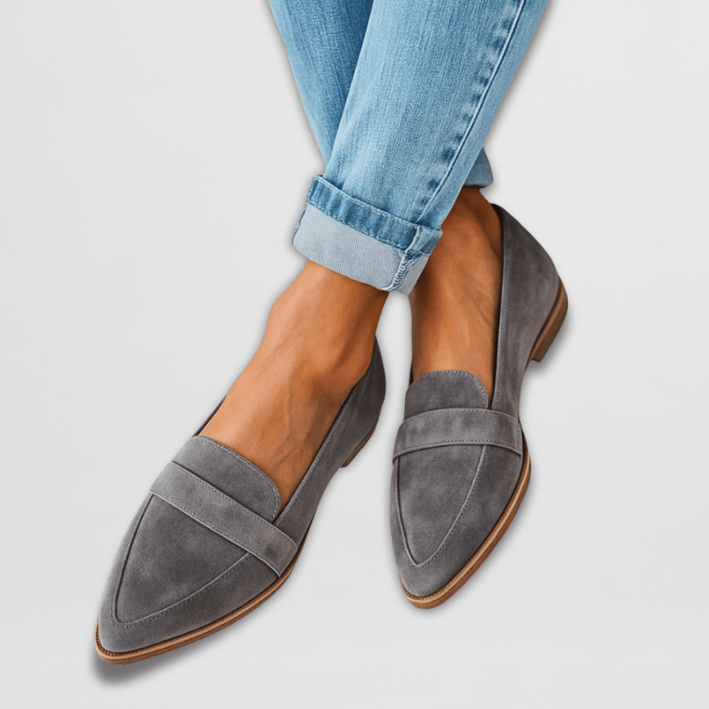 Elegante Damen Slip-on Loafer Slipper mit spitzer Zehe. Ideal als bürotaugliche Alltags- & Komfortschuhe für Frauen.