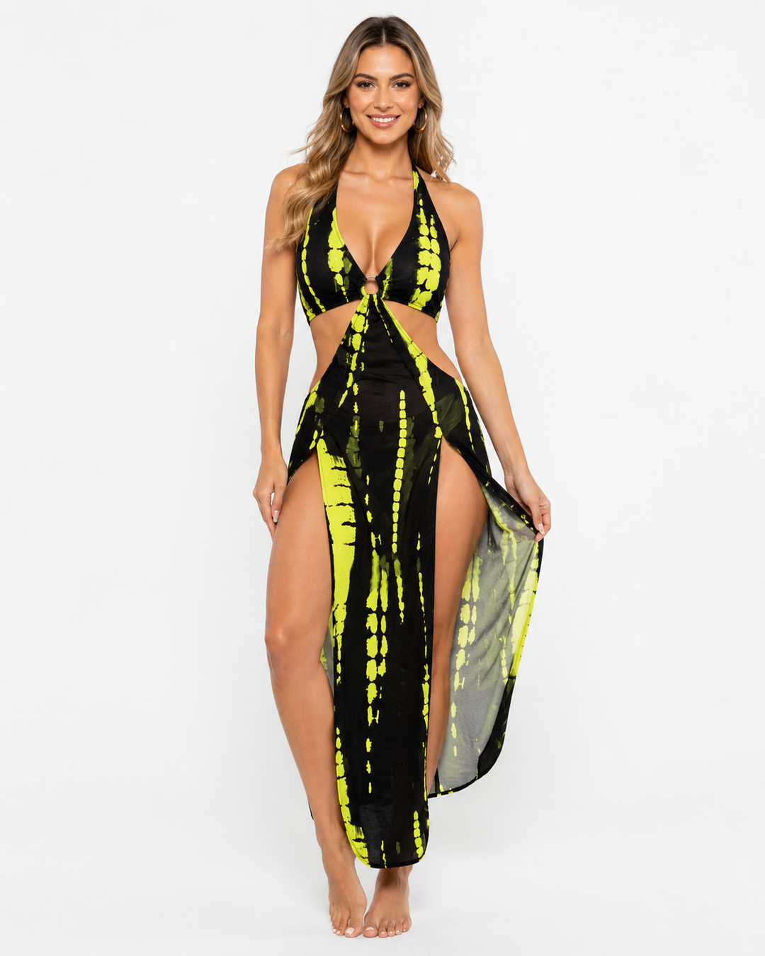 Komfortabler Damen Badeanzug als langes Strandkleid mit integrierten Brustpolstern. Für Schwimmmode & Freizeit.