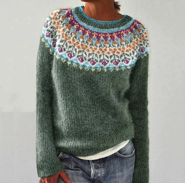 Eleganter Retro-Damenpullover, Strick, für einen stilvollen Vintage-Look im Herbst/Winter.