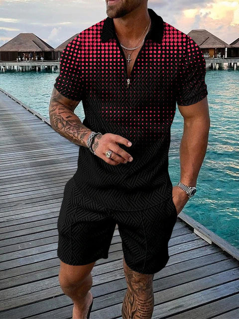 Herren Zweiteiler für den Sommer: Lässiges T-Shirt und bequeme Shorts für Freizeit und Outdoor.