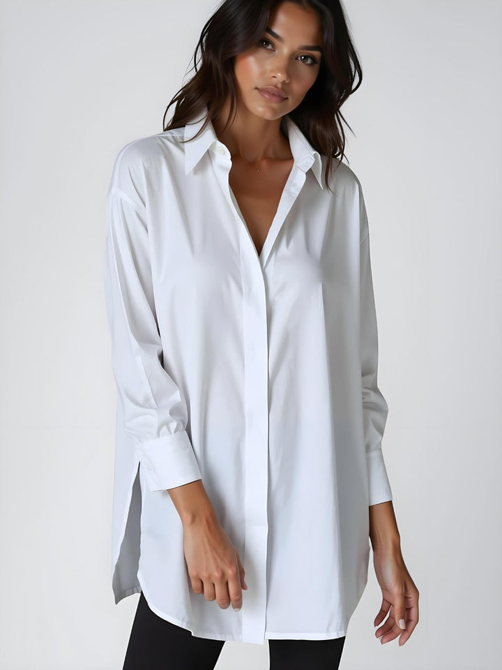 Leichtes Damen Oversize-Hemdblusenkleid, atmungsaktiv, ideal für warme Tage und legere Looks.