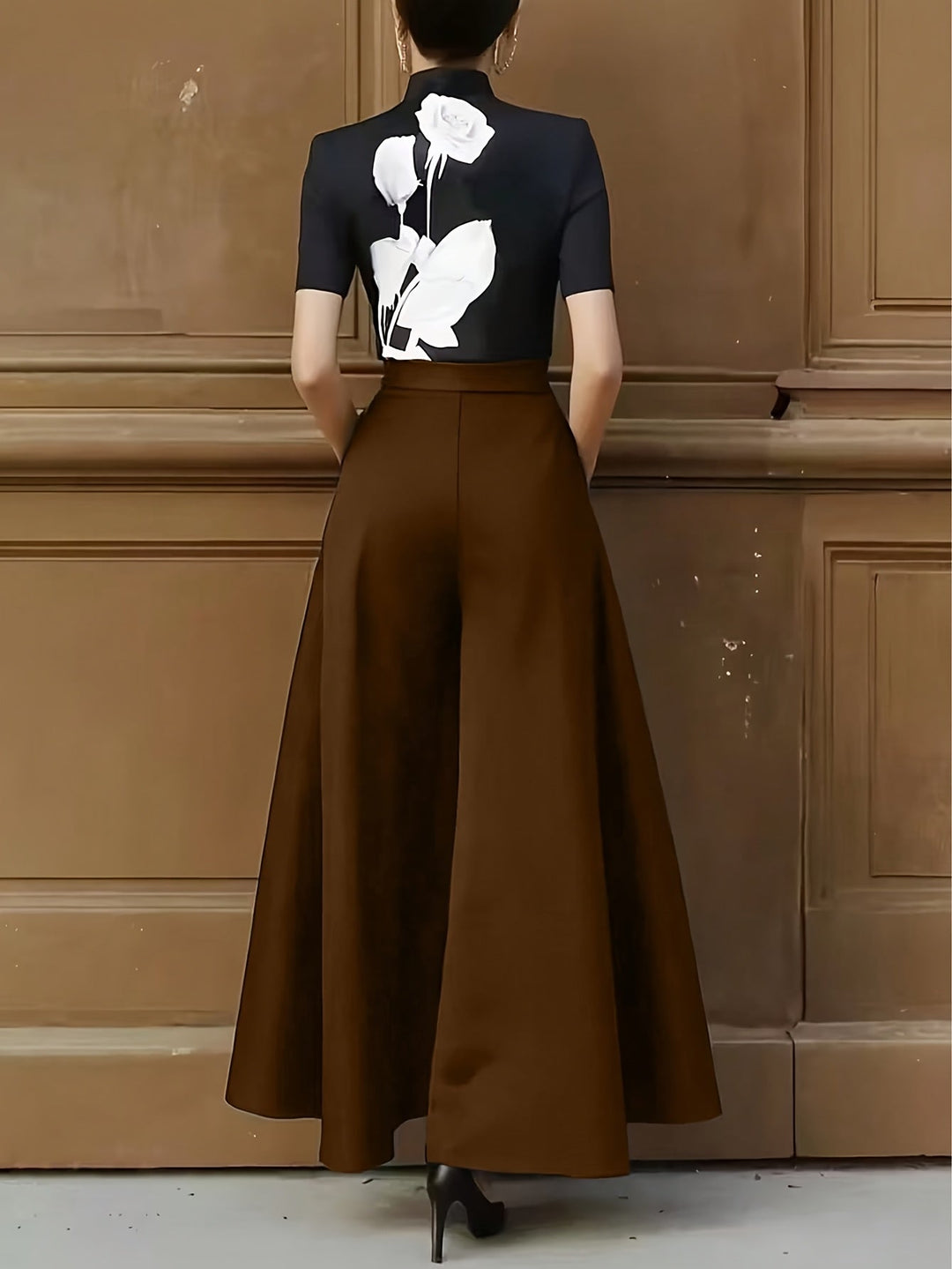 Bequeme, elegante Damen Palazzo-Hose mit weitem Bein und hoher Taille, Business & Freizeit.