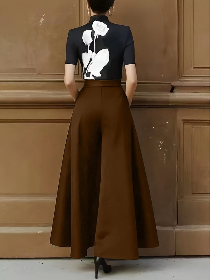 Bequeme, elegante Damen Palazzo-Hose mit weitem Bein und hoher Taille, Business & Freizeit.