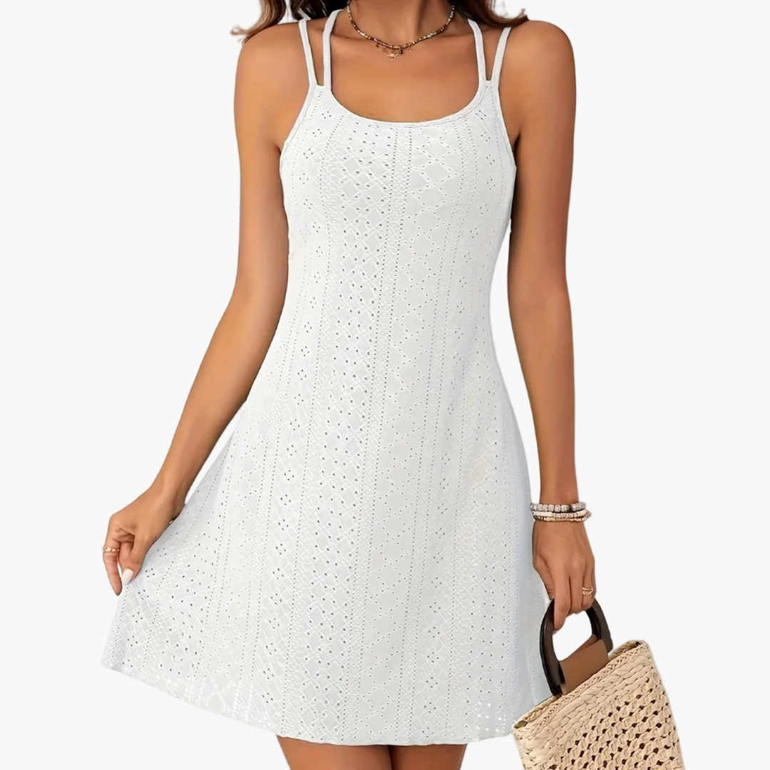 Entspanntes Damen Sommerkleid mit Doppelträgern, atmungsaktiver Stoff, ideal für entspannte Tage.