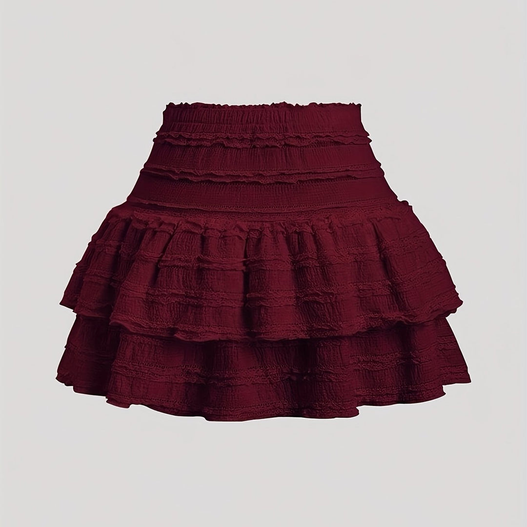 Hübscher Damen Freizeitrock im Boho-Look, mit gestuften Details und Rüschen. Optimal für sommerliche Outfits.