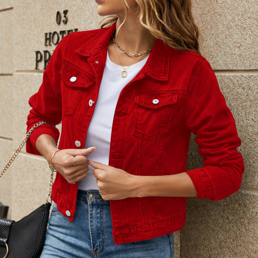 Elegante Damenjacke aus Denim: Mit stilvollem Reverskragen für einen vielseitigen Freizeit-Look.