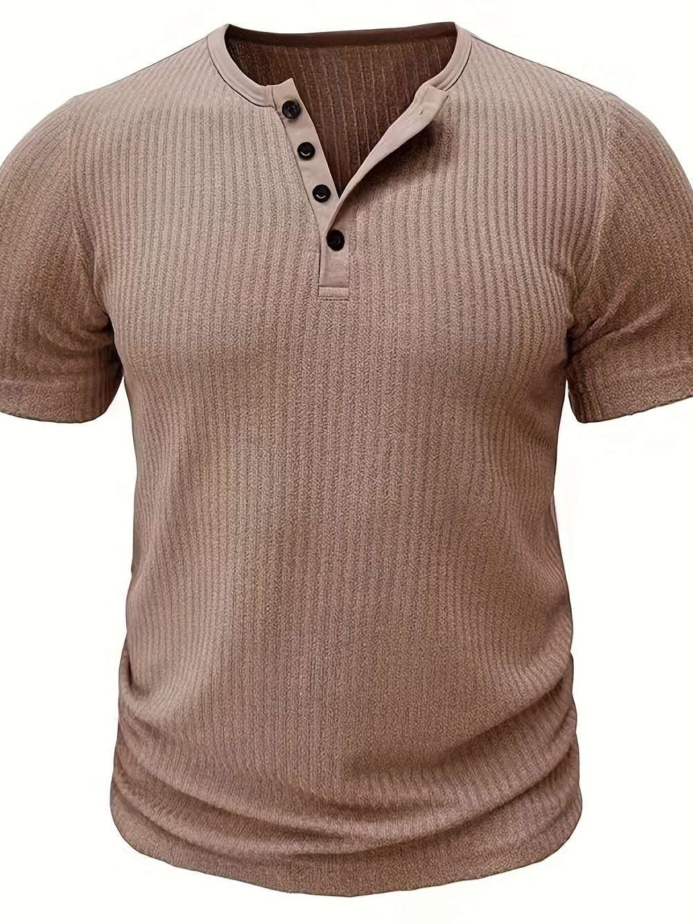 Casual Herren Henley Kurzarm-Shirt mit modischer Knopfleiste & Ripp-Design. Perfekt für Männer Mode.
