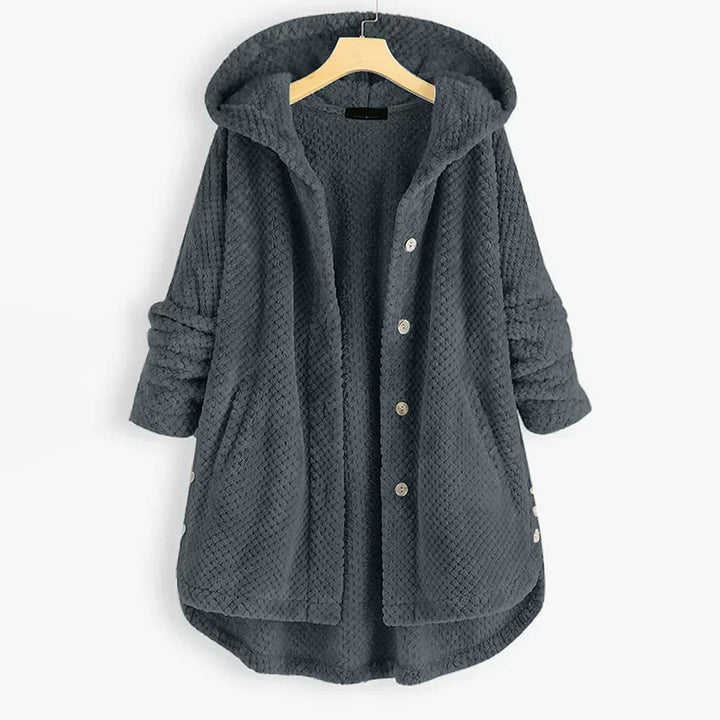 Kuschelige wendbare Damen Fleece-Kapuzenjacke, ideal als warme Ganzjahresjacke für Damenmode.
