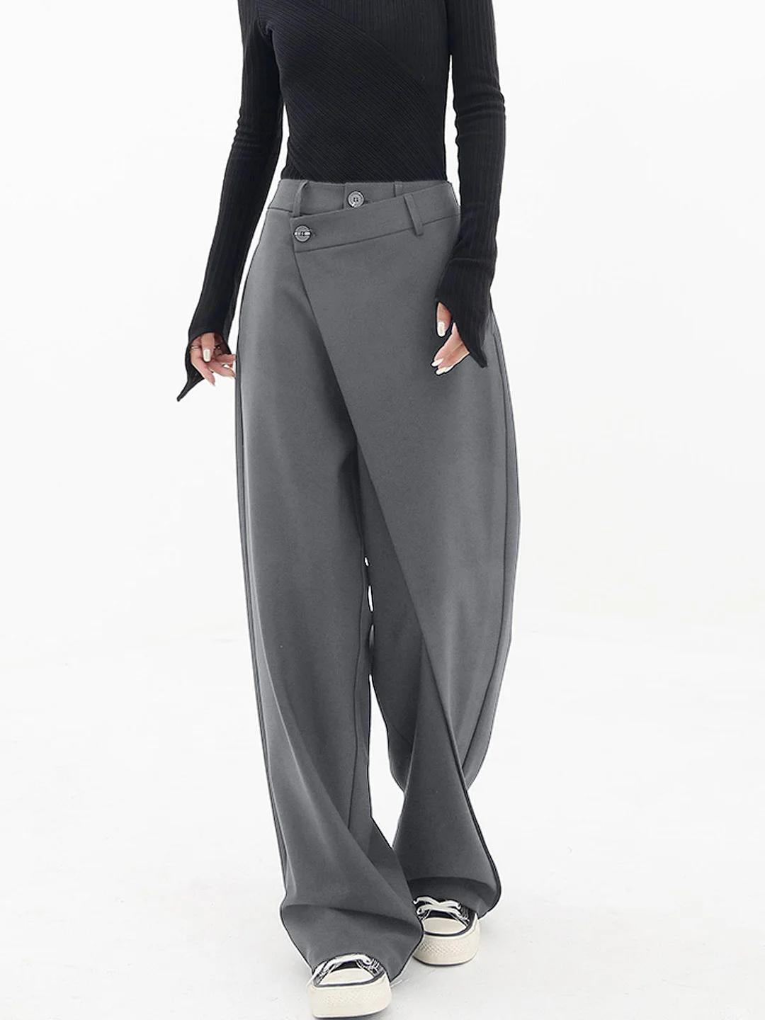 Damenhose asymmetrisch, Baggy-Stil, weite Passform, bequem & locker, ideal für Casual-Mode und Alltag.