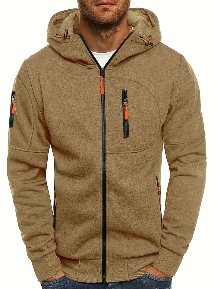 Stylische Herren Kapuzenjacke für Übergangszeiten. Lässiger Zip-Hoodie, perfekt für Alltag & Freizeit.
