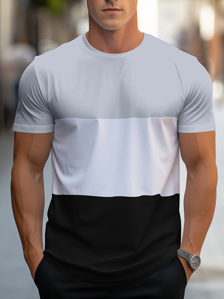 Komfortables Colorblock Streetwear T-Shirt für Herren, ideal für Freizeit & Sommer.