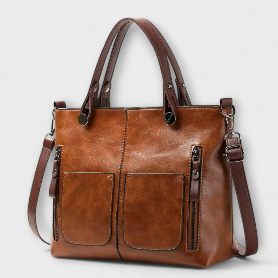 Elegante klassische Damen Lederhandtasche, ideal für Business und Alltag. Vielseitig und stilvoll.