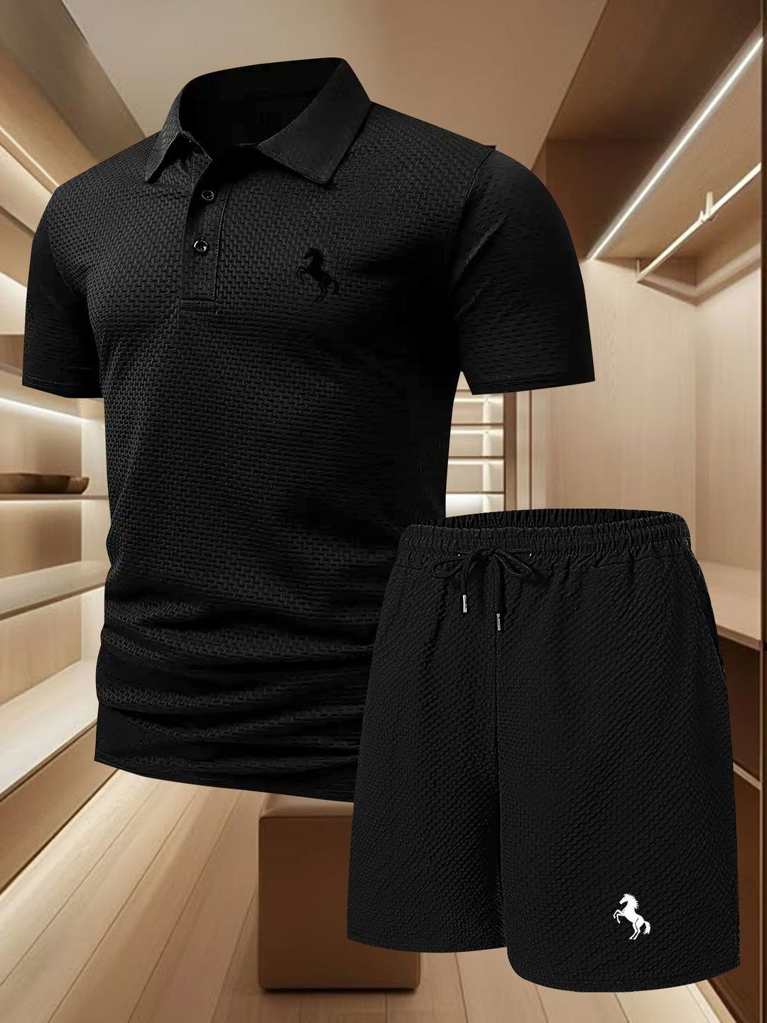 Herren Polo Set mit Poloshirt & Shorts für stilvolles Freizeit-Outfit im Sommer. Bequem & lässig.