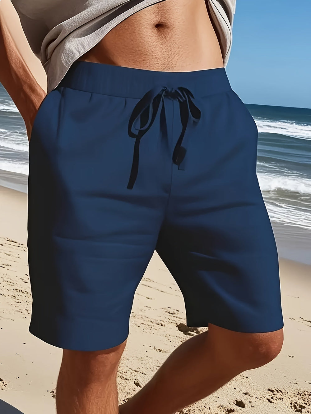 Stylische Herren Kordelzugshorts aus weichem Stoff. Perfekt als Casual Shorts oder bequeme Strandshorts für den Urlaub.