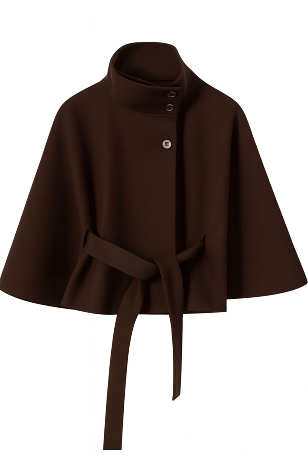 Eleganter Damenmantel im Cape-Stil, perfekte Herbst-Winter-Jacke mit hohem Kragen & weiten Ärmeln.