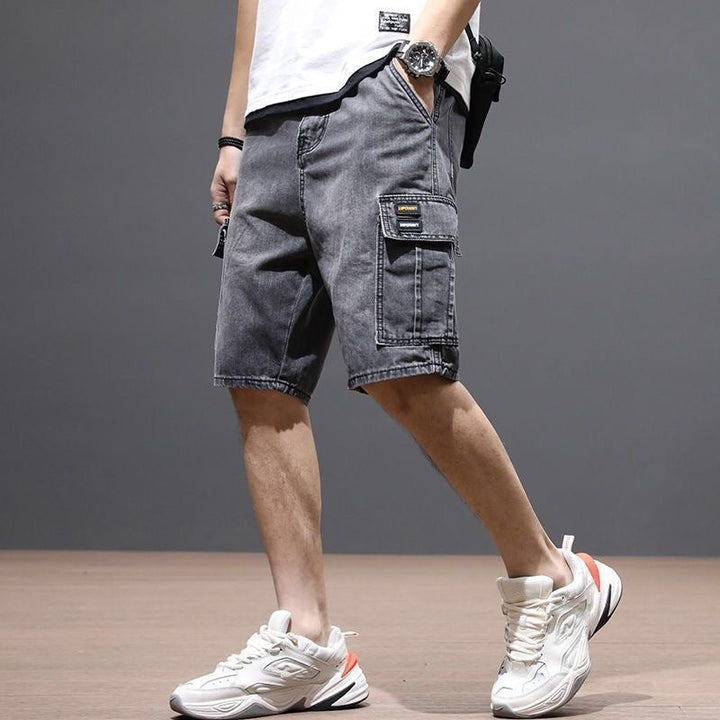 Herren Vintage Style Sommer Bermudas, blaue Jeansshorts mit geradem Bein, bequem & dehnbar für Alltag und Freizeit.