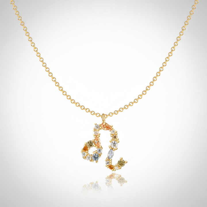 Filigrane vergoldete Damen Kette aus Sterlingsilber mit Sternzeichen Symbol.