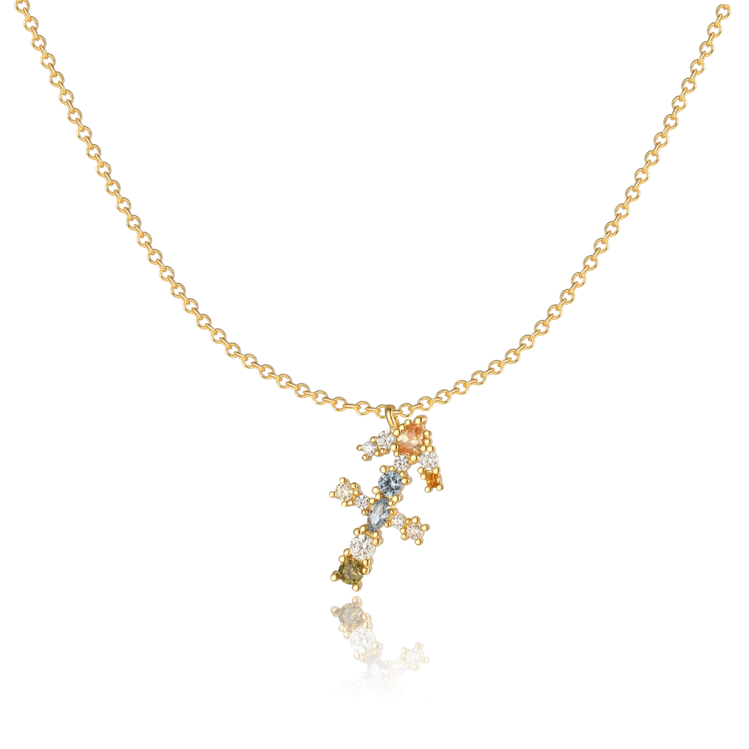 Filigrane personalisierte Damen Kette aus Sterlingsilber mit Sternzeichen.