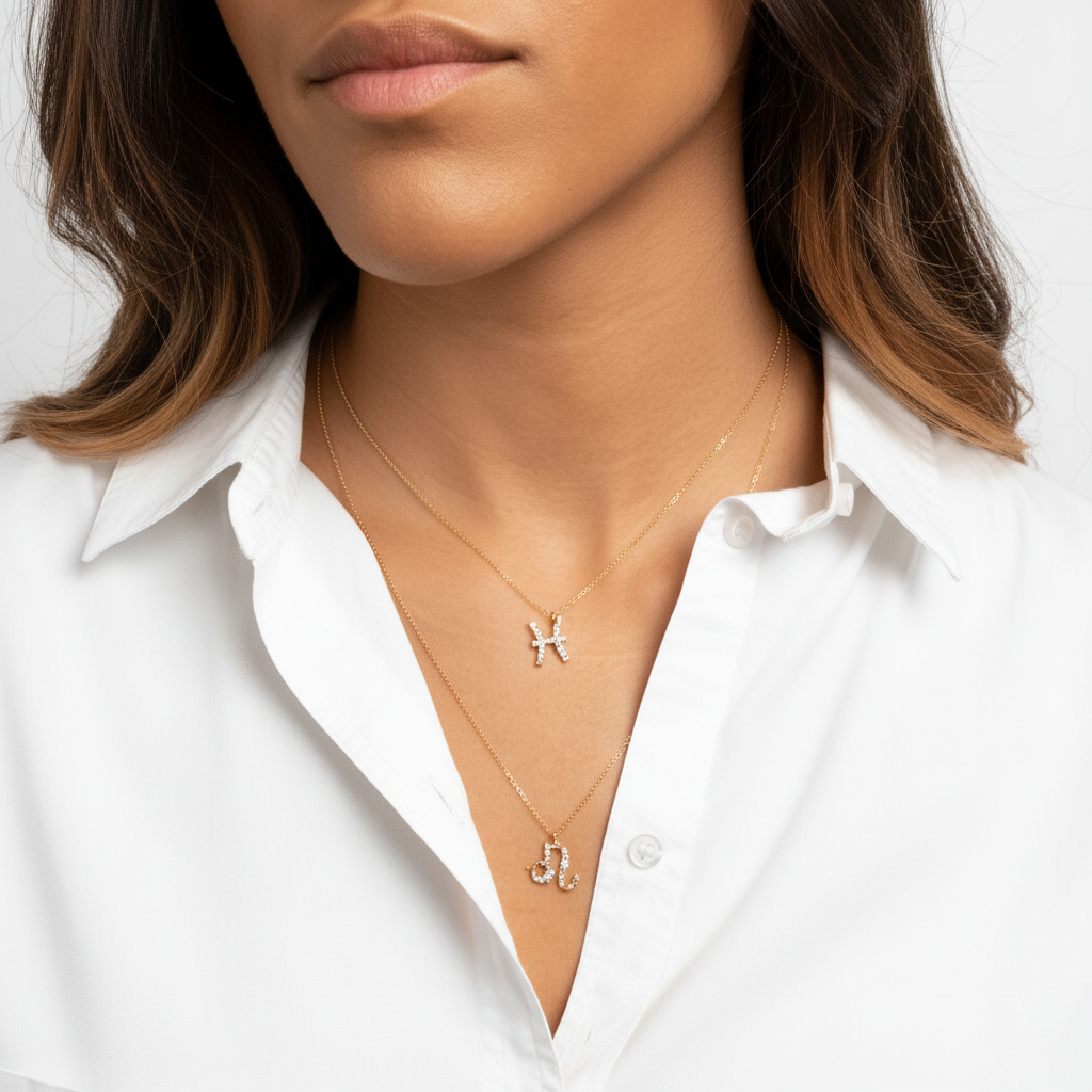 Hochwertige Sterlingsilber Halskette mit Sternzeichen Anhänger für Frauen.