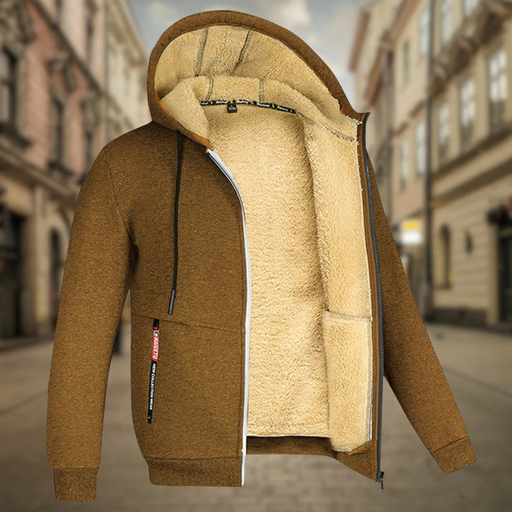 Warme Reißverschluss-Kapuzenjacke für Herren. Vielseitig als Winterjacke oder lässiger Alltags-Hoodie.