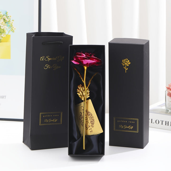 Ansicht des Luxus-Geschenksets mit ewiger Deko-Rose, ein stilvolles und romantisches Damen-Präsent.