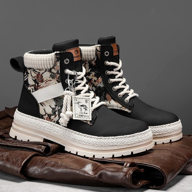 Komfortable Herren High-Top Stiefel mit Rundspitze, Schnürverschluss, ideal für Alltag & Freizeit.