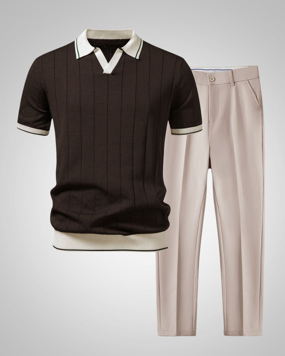 Modisches Herren Strickpolo mit Kontrastfarben, ideal für einen modernen Sommerlook.
