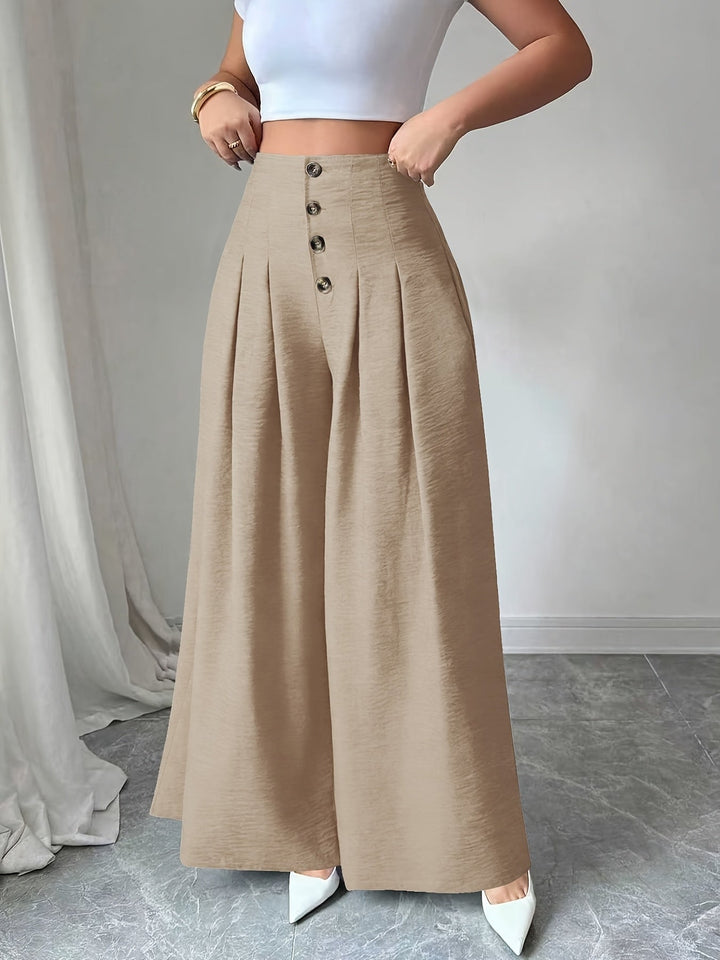 Marineblaue Businesshose Damen, High-Waist mit weitem Bein, klassisch & vielseitig.