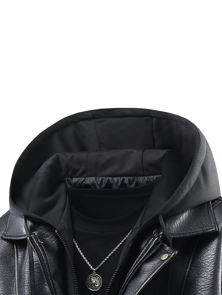 Robuste Herren Bomberjacke mit Kapuze. Stilvolle Herbst- und Winterjacke in Dunkelbraun, glattes Material.
