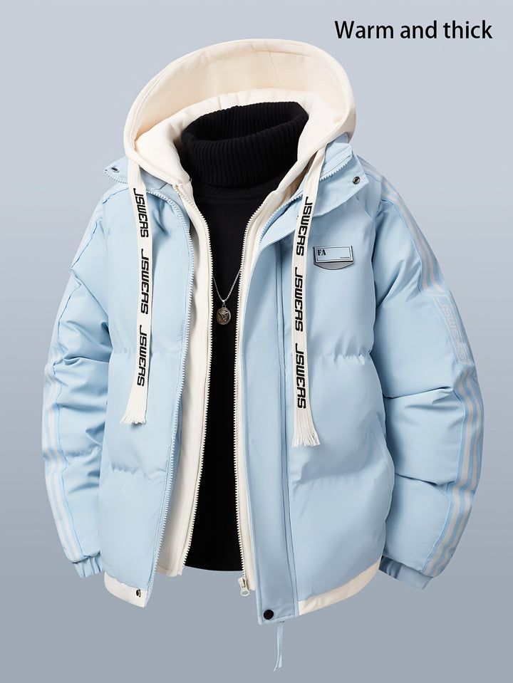 Moderne Herren Winterjacke gesteppt, mit Kapuze & stylishem Kontrastdesign. Perfekt für kalte Tage.