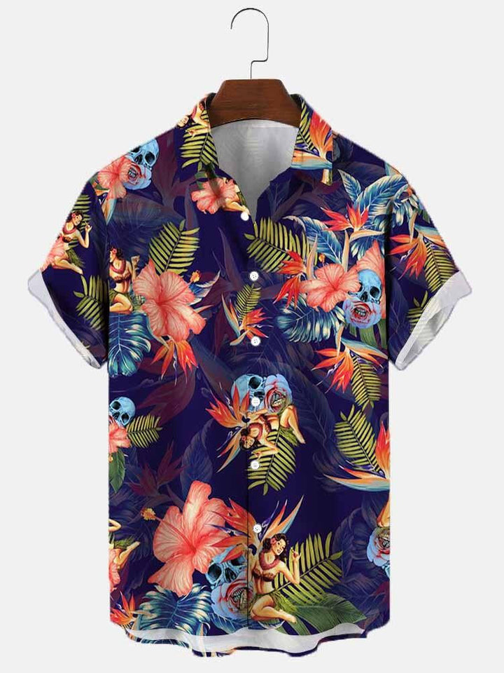 Lässiges Herren Sommerhemd mit farbenfrohem Blumenmuster. Ideales Urlaubshemd.