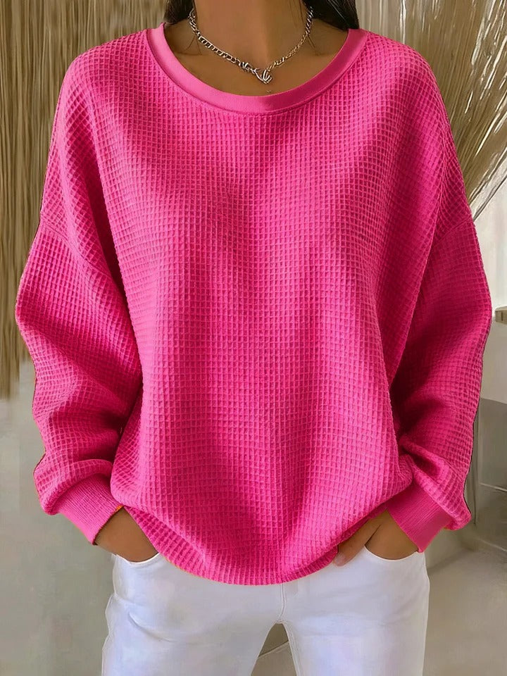 Stilvolles, texturiertes Damen Oberteil, perfekt für eine anspruchsvolle Freizeitgarderobe.