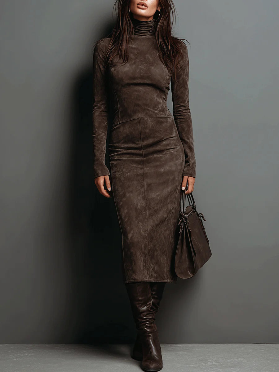 Elegantes Damen Maxikleid mit Spitze, langärmlig und figurbetont, ideal für festliche Anlässe und Galas.
