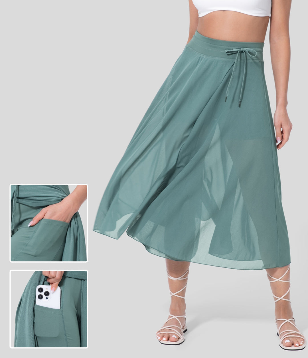 Vielseitiger Damen-Sommerrock im 2-in-1 Design, hochtailliert und bequem.