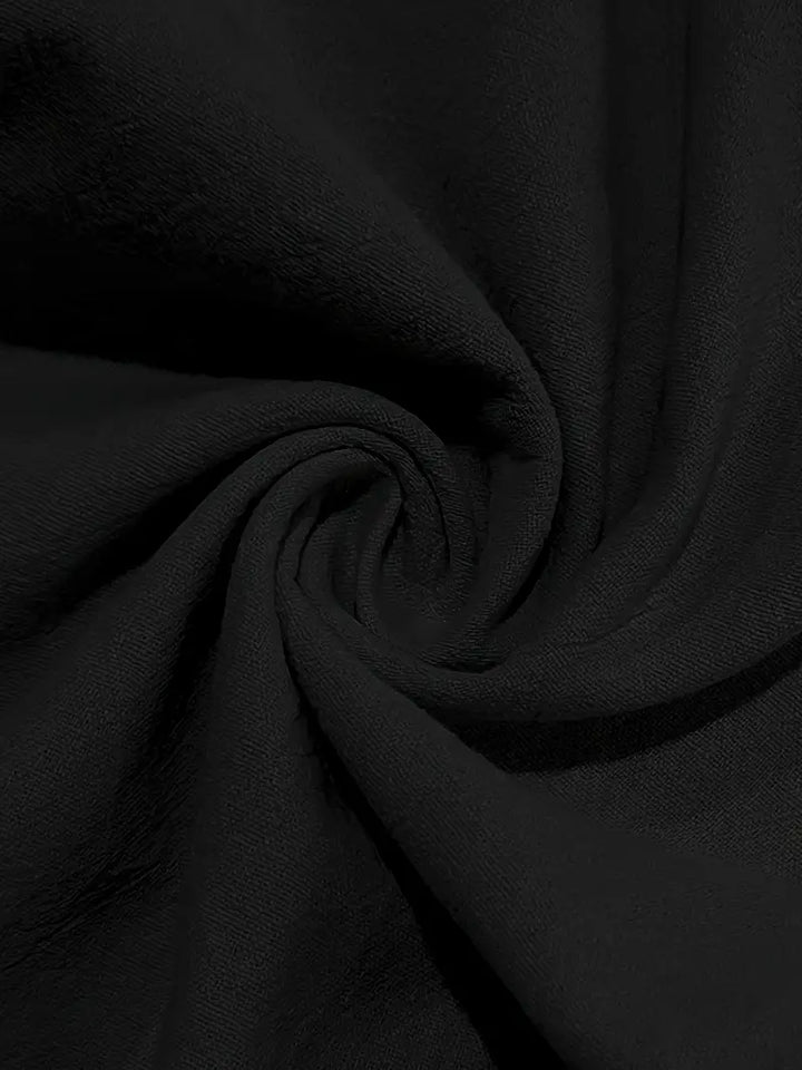 Schwarze Herrenhose, loose fit. Bequeme Sommerhose, leicht & atmungsaktiv für Reise & Alltag.