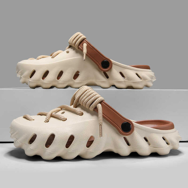 Ergonomische Herren Clogs, belüftet mit Schnürung, bieten maximalen Tragekomfort als Freizeitschuh.