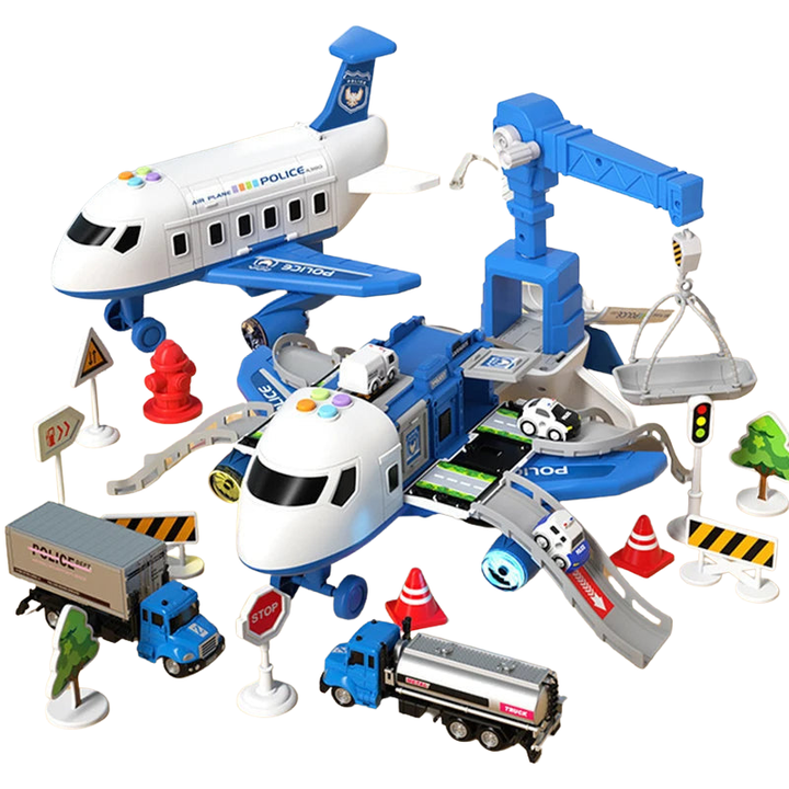Interaktives Flugzeug-Spielset für Kinder mit realistischen Lichtern und Geräuschen. Ideales Rollenspiel-Flugzeugspielzeug.