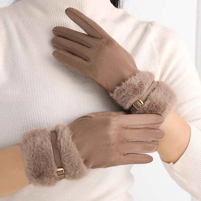 Taupe Winterhandschuhe für Damen, Skihandschuhe, extra warm, mit Touchscreen.