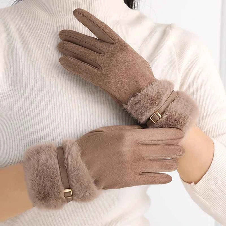 Taupe Winterhandschuhe für Damen, Skihandschuhe, extra warm, mit Touchscreen.