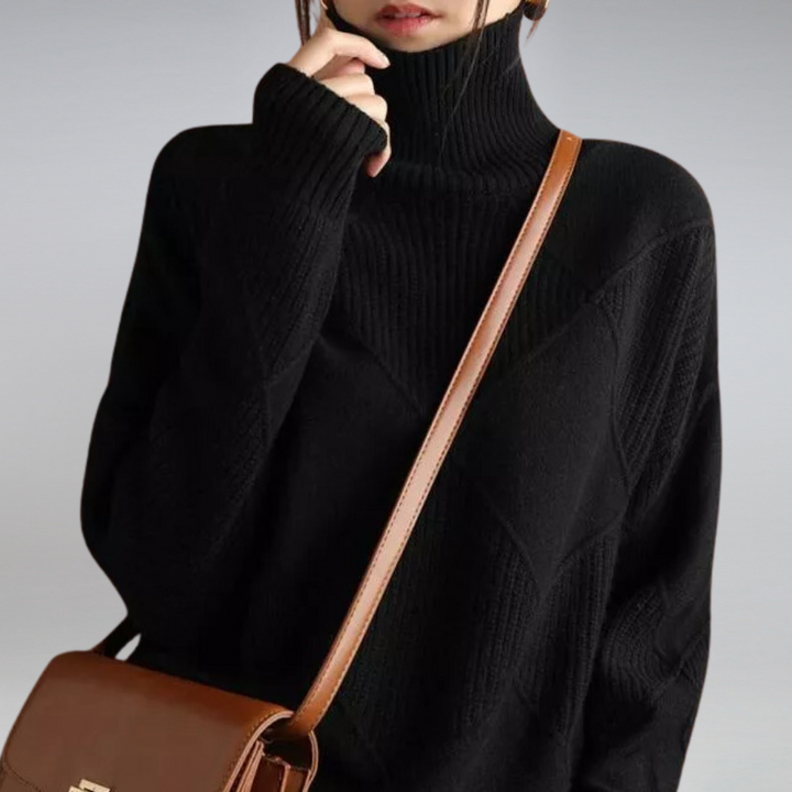 Moderner Damen Pullover mit Rollkragen, langärmlig, ideal für Herbsttage & Büro.