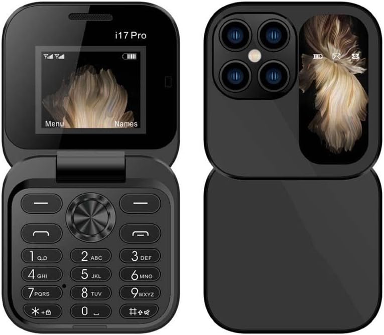 Faltbares Mini-Handy FlipLite, geschlossen und kompakt in der Handfläche liegend.