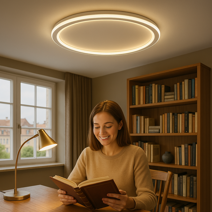 Dimmbare Skandi-LED-Deckenleuchte, elegant und funktional für Ihr energiebewusstes Zuhause.
