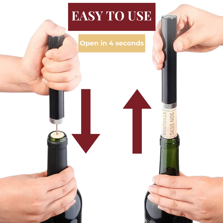 Eleganter Luftdruck Korkenzieher aus Edelstahl, schneller Küchenhelfer für Wein und Barzubehör.