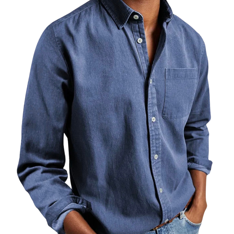 Herren Langarm Denim Hemd, klassisches Jeanshemd für Smart Casual Looks.